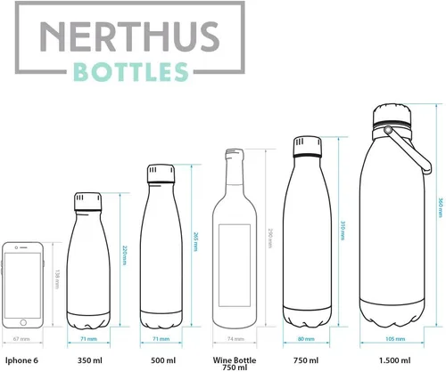 Vista 4 de NERTHUS FIH 712 - Botella aislada de doble pared para diseño frío y caliente, acero inoxidable, 11.8 fl oz, sin BPA, 18/8, color azul bebé