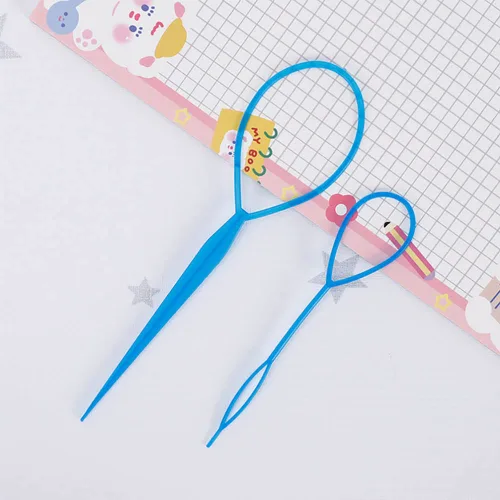 Vista 9 de 4 pares de herramientas para cola de cabello, accesorios para trenzar el cabello, fabricante de cola de caballo para mujeres, cinta de herramienta