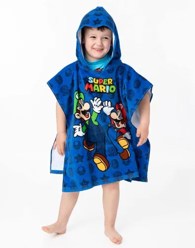 Vista 3 de Super Mario Toalla Poncho para niños Toalla de baño de personajes de juegos para niños Mario Brothers Luigi & Mario Star Blue Changing Robe