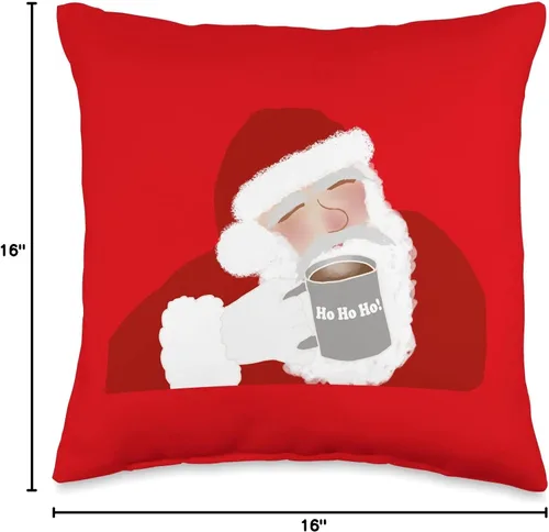 Vista 4 de Archi-Select.com Ho Santa - Almohada roja para beber café caliente en Navidad, 16 x 16 pulgadas, multicolor