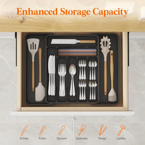 Vista 2 de Lifewit Organizador de Cajón para Cubiertos, Organizador Expandible de Utensilios para Cajones de Cocina, Bandeja Ajustable para Cubiertos y Menaje