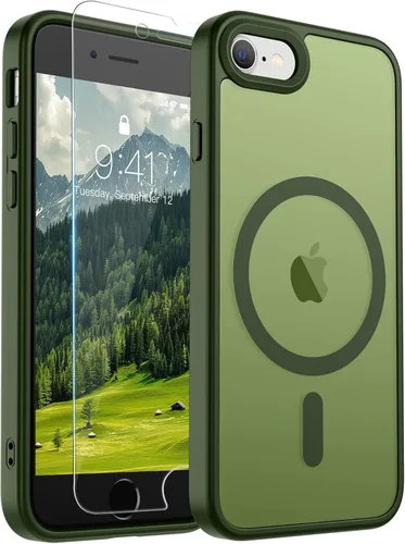 Vista 245 de SUPFINE Funda magnética para iPhone SE 2022 (3ª)/2020 (2ª), iPhone 8 (compatible con MagSafe) (protección contra caídas de grado militar), funda