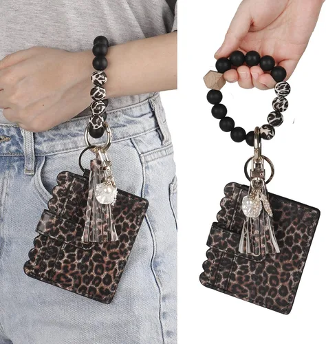 Vista 7 de Guran Llavero de pulsera, cartera, tarjetero con borla, llavero para mujer