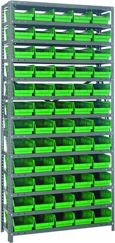 Vista 276 de Quantum QSBU-245BK Heavy Duty Shelving Unit with (7) Shelves and (24) QUS245 Black Bins for Garage Warehouse Storage Distribution 400 lb Load