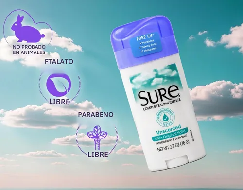Vista 5 de Sure Desodorante antitranspirante sólido original sin perfume, 2.70 onzas (paquete de 6)