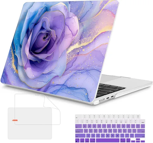 Vista 13 de Mektron Funda para MacBook Air 2026 de 15 pulgadas M5 A3448 compatible con M4 A3241 /M3 A3114/M2 A2941 cubierta rígida de plástico impreso