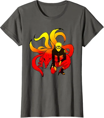 Vista 7 de Naruto Shippuden Naruto and 9 Tails - Camiseta de manga corta Negro