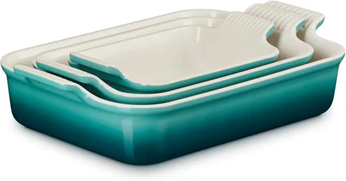 Vista 2 de Le Creuset Stoneware Heritage - Plato rectangular para hornear, 3 piezas Riviera
