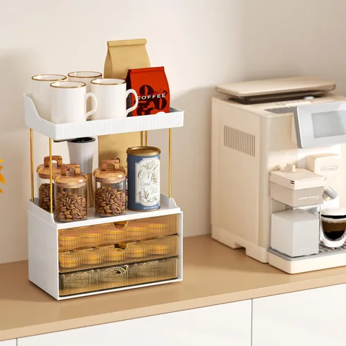 Vista 3 de StorBin Organizador de maquillaje de 3 cajones grandes, organizador de encimera de baño de 5 niveles y almacenamiento, organizador versátil