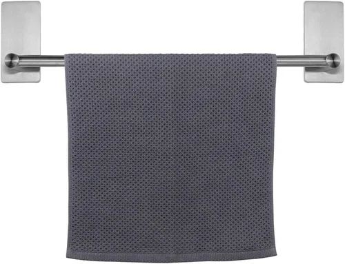 Vista 23 de NearMoon toallero de barra autoadhesivo de acero inoxidable para baño, soporte para colgar toallas en la pared, estilo contemporáneo, sin