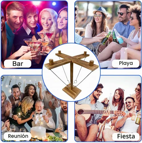 Vista 6 de Hook Toss Game, Ring Toss Game, Handmade Wooden Ladder, Throwing Hook and Ring Battle Game for Family