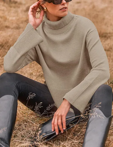Vista 7 de ZESICA Women's 2024 Winter Sweaters Turtleneck Long Sleeve Oversized Split Hem Knitted Pullover Jumper Sweater Tops