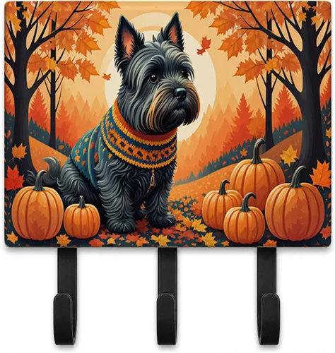 Vista 77 de Affenpinscher - Correa de otoño o llavero Affenpinscher Fall artwork on ceramic tile with three steel hooks for keys, leashes, towels