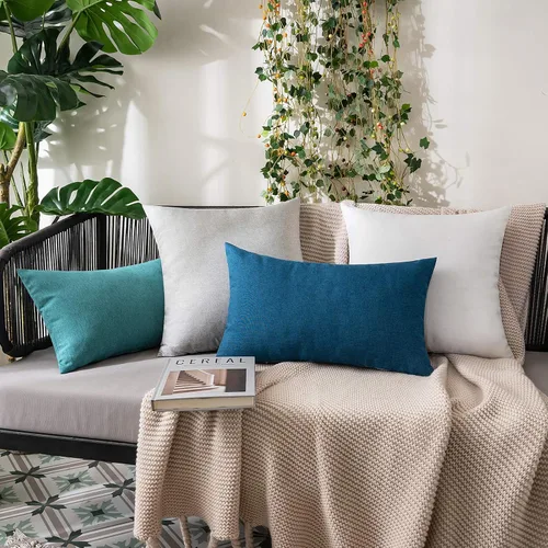 Vista 61 de MIULEE Paquete de 2 fundas decorativas para almohadas de exterior, sólidas, impermeables, de lino sintético, estilo granja de jardín, fundas de Óxido