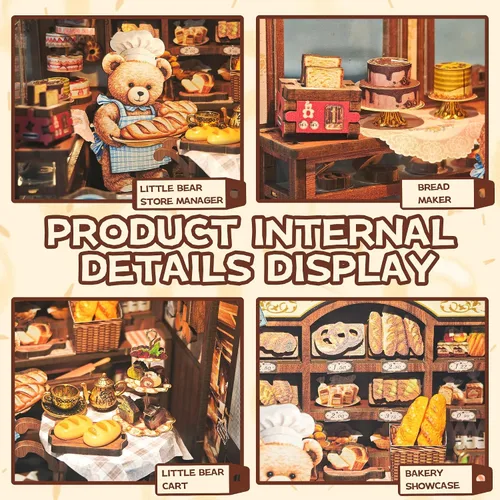 Vista 4 de CUTEROOM Kit de rincón de libros para adultos, rompecabezas de madera 3D DIY kit de rincón de libros en miniatura, kit de construcción de casa