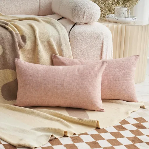 Vista 36 de Fundas de almohada decorativas Demetex grises 18x18, fundas de almohada cuadradas de lino para sofá, fundas de almohada estilo granja para cama