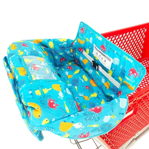 Vista 6 de Funda para carrito de compras y silla alta 2 en 1 para bebé, funda acolchada, estilo plegable y enrollable, portátil con bolsa de transporte