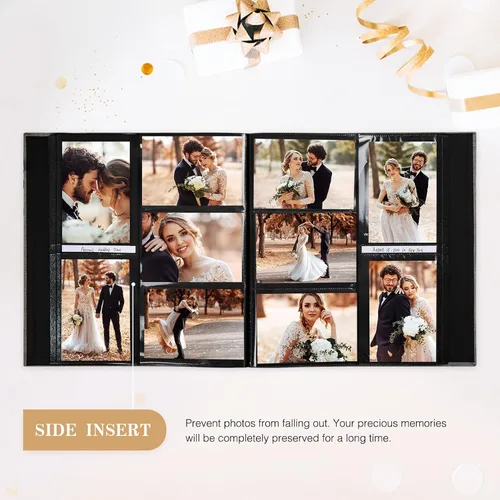 Vista 3 de Potricher - Álbum de fotos de 4x6 pulgadas, 600 fotos, con tapa de lino, gran capacidad, álbumes de fotos para recuerdos familiares, bodas, Beige