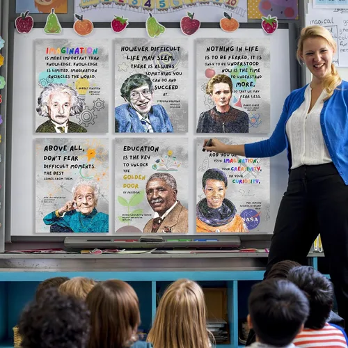 Vista 6 de Arte de pared motivacional de científicos famosos para decoración de aula, carteles e impresiones inspiradoras de celebridades para escuela