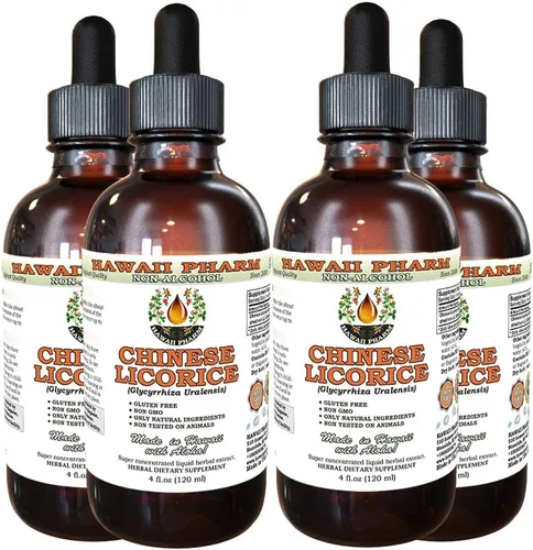 Vista 6 de Hawaii Pharm Extracto líquido de regaliz chino sin alcohol, regaliz chino (Glycyrrhiza Uralensis) Suplemento herbario natural de glicerita de raíz