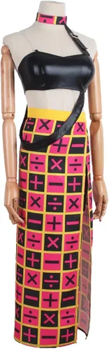 Vista 4 de Disfraz de anime Trish Una para cosplay, uniforme de aventura extraña, brasier recortado, vestido de Halloween para mujeres y hombres