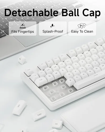 Vista 9 de Combo de teclado y mouse con cable C98, teclados de computadora con cable con palma de muñeca, teclas de doble disparo, teclado silencioso con Blanco