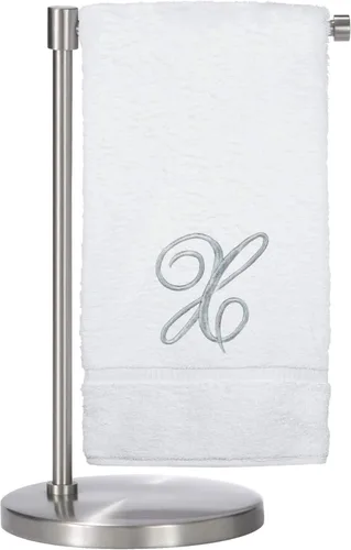 Vista 117 de Script R - Toalla de baño con monograma, regalo personalizado, 27 x 54 pulgadas, juego de 1 toalla bordada con texto dorado, 100% algodón turco Navy