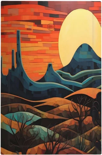Vista 37 de Cubiertas de Salida Decorativas Boho Midcetury Oro Paisaje de Montaña del Sol 1 Banda Cubierta de Placa de Pared Receptáculo Interruptor de Luz