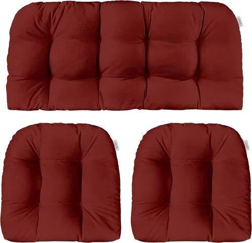 Vista 18 de RSH DECOR: Sunbrella - Juego de 3 cojines de mimbre copetudos 41 x 19 pulgadas y 19 x 19 pulgadas Fabricado con tela de rendimiento Sunbrella