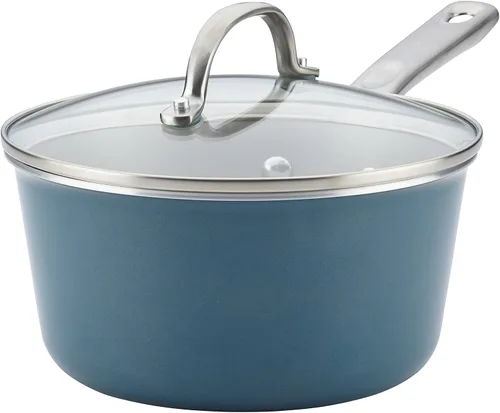 Vista 9 de Ayesha Curry Home Collection - Cacerola antiadherente con tapa, 3 cuartos de galón, color marrón