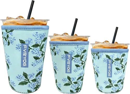 Vista 8 de Fundas de neopreno reutilizables aisladas para café helado, fundas para tazas de café helado, fundas para bebidas heladas y calientes