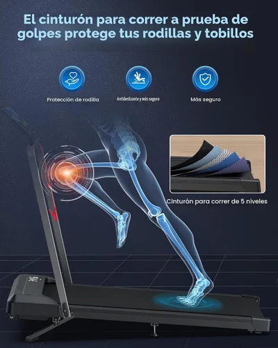 Vista 3 de WELLFIT Cintas de correr plegables 10% de inclinación, almohadilla para caminar debajo del escritorio