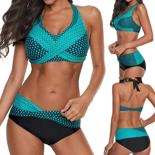 Vista 2 de Holzkary Conjunto de bikini para mujer, bikini de lunares