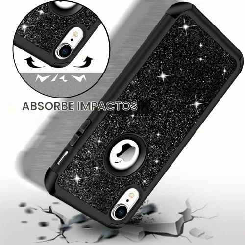 Vista 2 de Hython Compatible con Funda para iPhone XR, Protector Defensor de Cuerpo Completo de Servicio Pesado con Purpurina Brillante Reluciente, Carcasa
