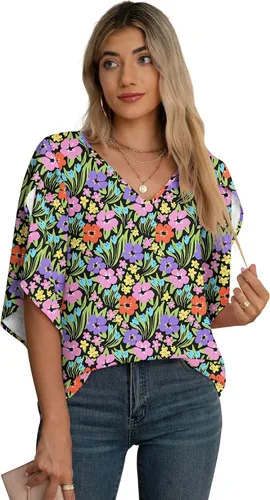 Vista 8 de Blusas de gasa con mangas 3/4 arrugadas de otoño para mujer de Jouica 01amy Verde