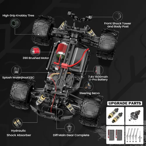 Vista 8 de Autos RC a escala 1:14 para adultos, 40+KPH de alta velocidad con control remoto de alta velocidad, camión de control remoto todoterreno 4x4