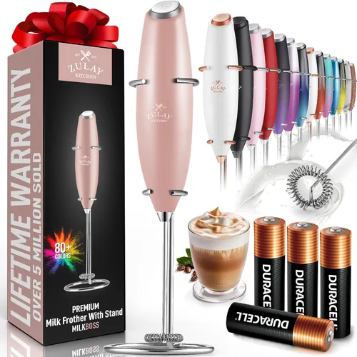 Vista 27 de Zulay Milk Boss Espumador de leche potente manual, hace espuma para latte, batidor para mezclar bebidas, café, miniespumador para capuchino, frappé