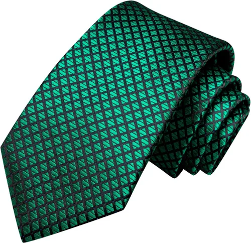 Vista 100 de Hi-Tie Corbata clásica de cachemira para hombre con pañuelo y gemelos a cuadros