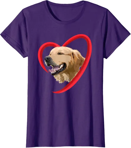 Vista 8 de Golden Retriever Corazón, regalo para ella, camiseta del día de San Valentín, Negro