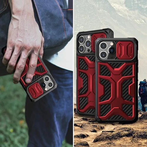 Vista 6 de Nillkin Funda diseñada para iPhone 13 Pro Max con funda para cámara, funda de grado militar con protección deslizante para lente de cámara, funda a