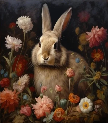 Vista 10 de ZMHZMY Kit de pintura al óleo por números para adultos, principiantes, conejo y flores, pintura en lienzo por números, manualidades para decoración