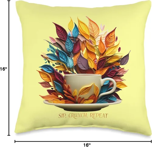 Vista 4 de Gheorghe's Artisanal Accents Autumn's Coffee - Almohada de lona (16 x 16 pulgadas), multicolor