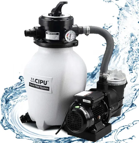 Vista 7 de CIPU Sistema de bomba de filtro de arena de 10 pulgadas, práctica válvula de 4 vías para piscinas sobre el suelo con bomba de piscina de 0.25 HP 115