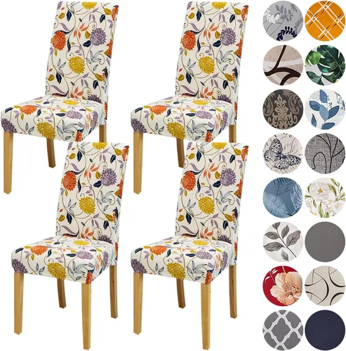 Vista 46 de HZDHCLH Juego de 4 fundas para sillas de comedor color burdeos, fundas elásticas de elastano para sillas Parsons, paquete de 4, fundas de asiento
