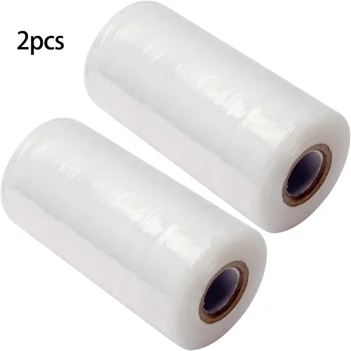Vista 4 de 2 rollos de película elástica preestirada de 5.91 pulgadas x 656.2 ft/656.16 pies, plástico transparente para mudanza y embalaje, envoltura elástica