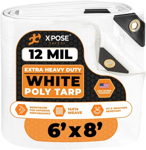 Vista 234 de Xpose Safety Lona protectora de polietileno plateado resistente de 5 x 7 pies - Funda protectora multiusos - Duradera, resistente al agua