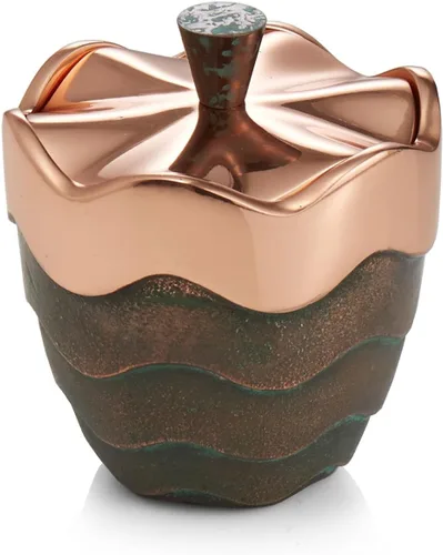 Vista 2 de nambe Copper Canyon - Caja de baratijas Organizador decorativo de recuerdos y joyas 3.5 x 4.5 pulgadas Hecho de aleación de metal recubierto
