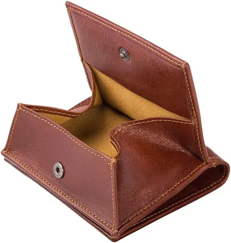 Vista 3 de Maxwell Scott Mens Luxury Leather Bifold Wallet with Coin Pocket The Rocca Classic Small Pocketbook Cards Holder Tan Brown
