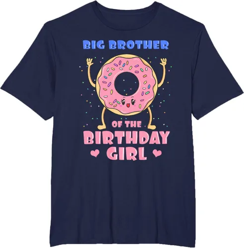 Vista 65 de Big Brother Of The Birthday Girl Donut Bday Party Bro Sib Camiseta, Negro, S