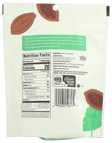 Vista 2 de 365 by Whole Foods Market, Cacao en polvo orgánico, 8 onzas